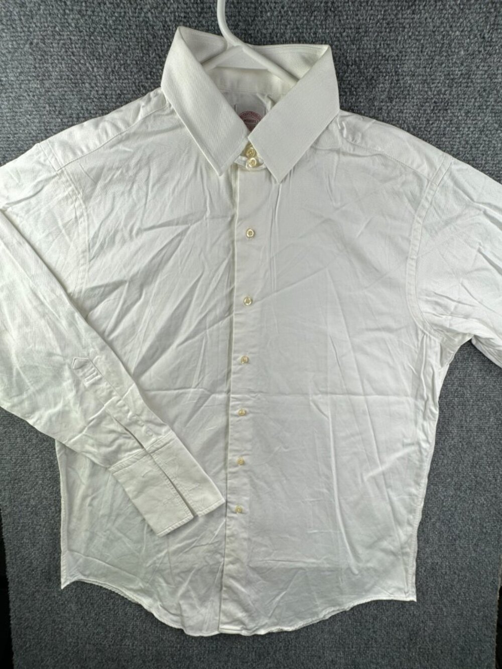Brooks Brothers Makers Long Sleeve Button Up Shirt RGL Mono White Tailored 16.5
